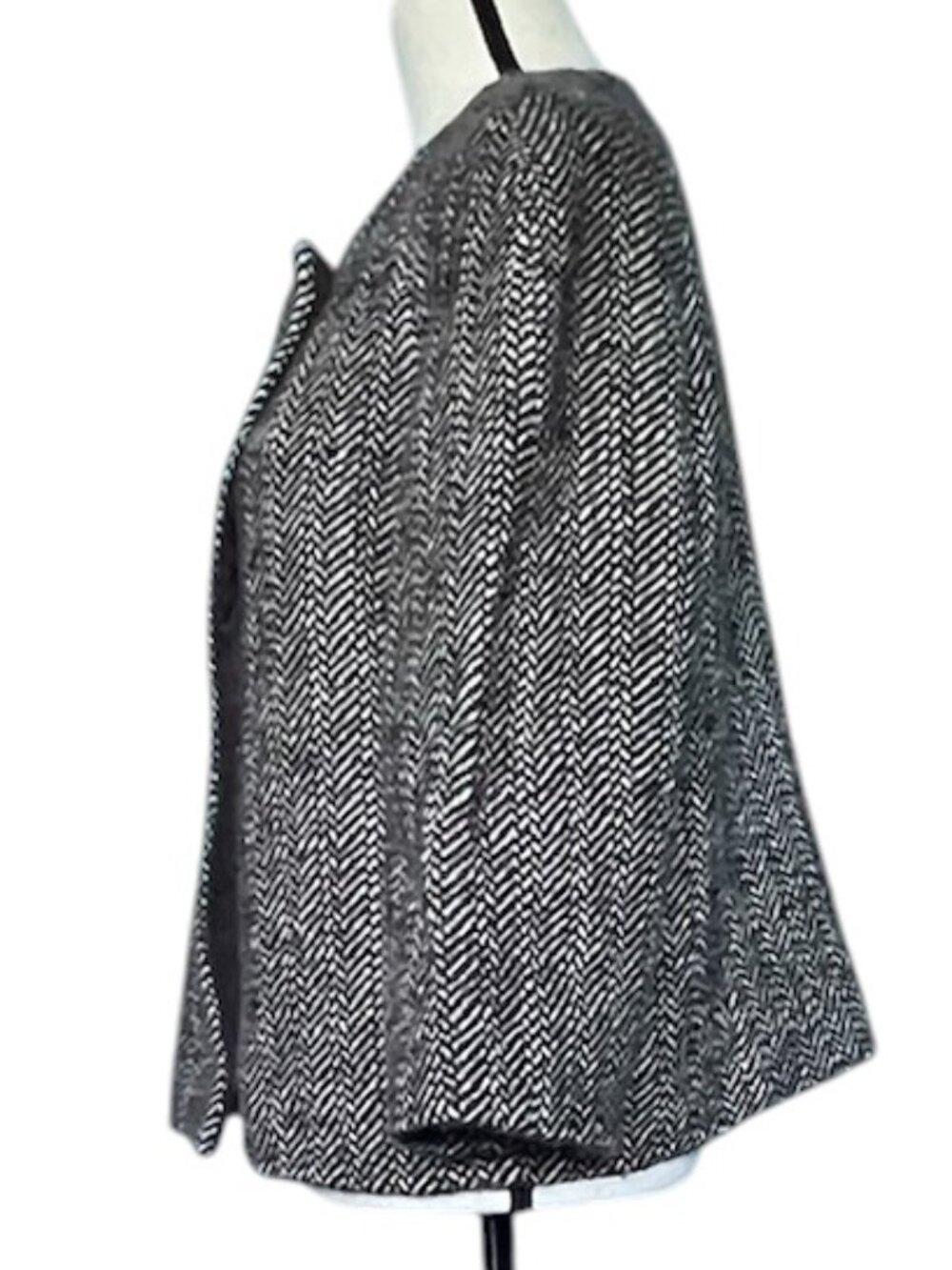 Banana Republic 100% Wool Herringbone Cape Jacket Gray Size L - Picture 4 of 12